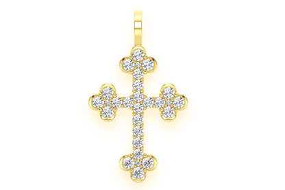 PANDANT CU CRUCE SELENE ȘI DIAMANT, AUR MASIV DE 14K, 0.85CT