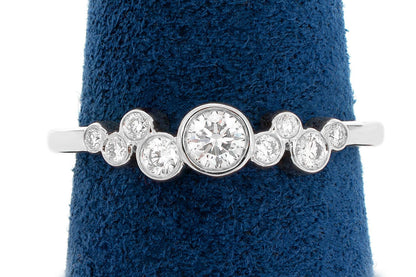 9 STONE GRADUATED BEZEL DIAMOND RING 14K SOLID GOLD 0.35CTW