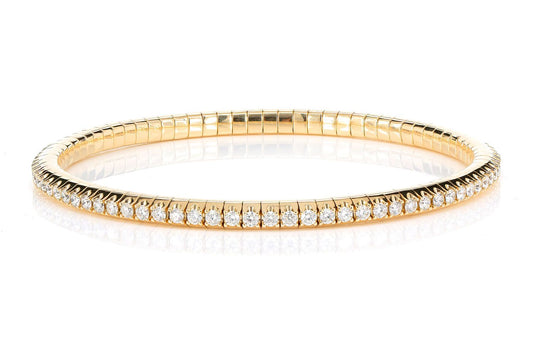 DIAMOND FLEX BANGLE TENNIS BRACELET 14K SOLID GOLD 2.20CTW