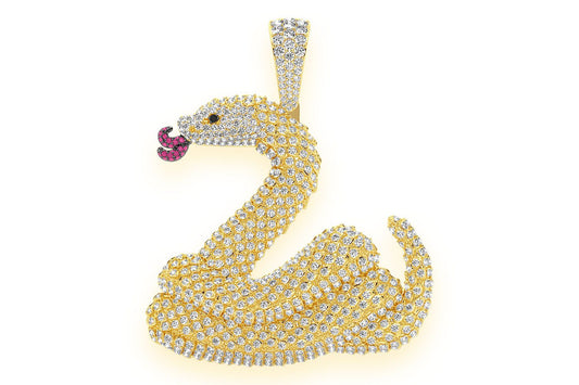 SNAKE SCALES DIAMOND PENDANT 14K SOLID GOLD 6.00CTW