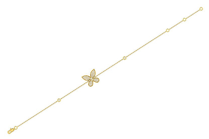 BUTTERFLY DIAMOND BRACELET 14K SOLID GOLD 0.25CTW