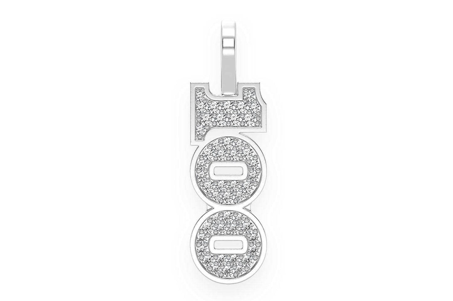 100 BILL LETTER DIAMOND PENDANT 14K SOLID GOLD 0.33CTW