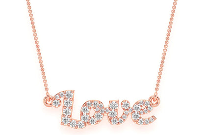 COLIER SCRIPT LOVE CU PANDANT ȘI DIAMANTE DIN AUR MASIV DE 14K