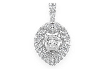 PANDANT CAP DE LEU CU DIAMANT, AUR MASIV DE 14K, 0,50 CT