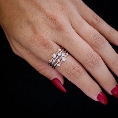 FOUR ROW GYPSY SCATTERED DIAMOND BAND 14K SOLID GOLD 0.90CTW