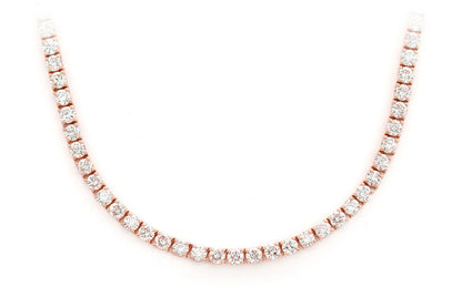 COLIER TENIS CU 5 PIELE, SET DIAMANTE, AUR MASIV DE 14K, 11.00 CT