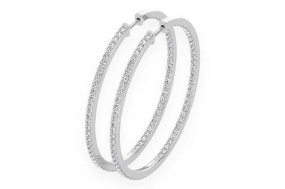 CERCEI MARI CU DIAMANTE, VERTICALE, AUR MASIV DE 14K, 4.00CT