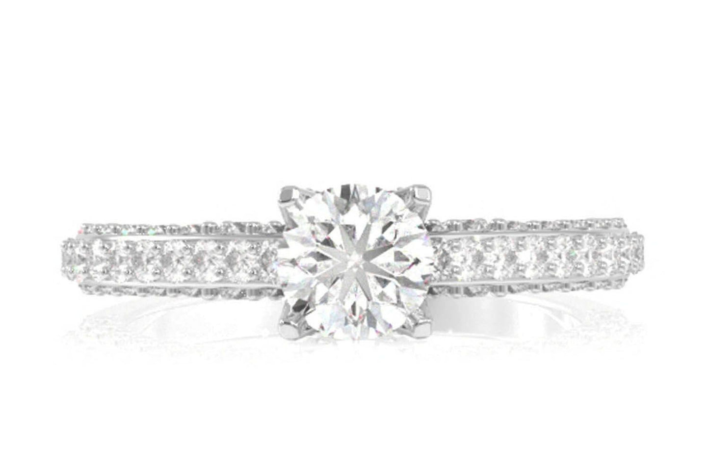 1.50CTW - CATHEDRAL 3 SIDES PAVE - ENGAGEMENT RING