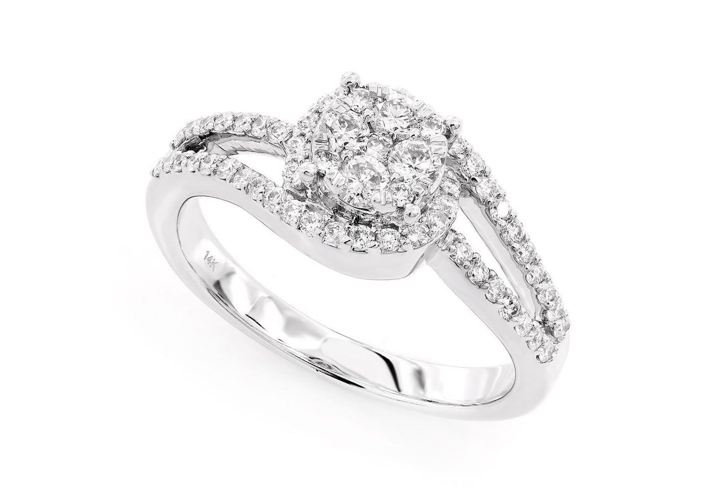 TWISTED MOSAIC DIAMOND RING 14K SOLID GOLD 0.60CTW