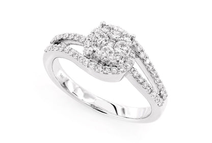 TWISTED MOSAIC DIAMOND RING 14K SOLID GOLD 0.60CTW
