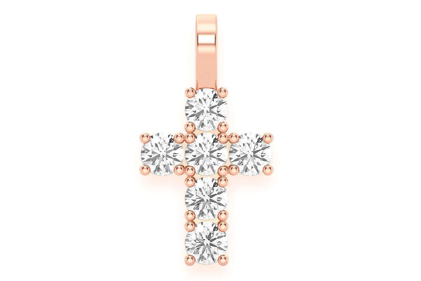 Pandantiv Solitaire cu 6 pietre și diamante, aur masiv de 14k, 1.25 ct