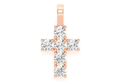 Pandantiv Solitaire cu 6 pietre și diamante, aur masiv de 14k, 1.25 ct