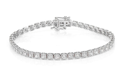 SQUARE ROPE LINK DIAMOND BRACELET 14K SOLID GOLD 1.10CTW