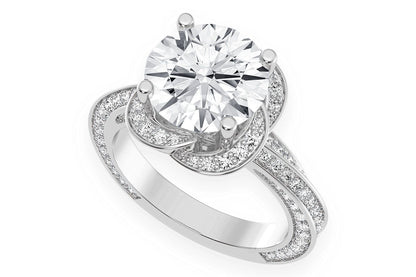 3.00CT ROUND SOLITAIRE - FLOWER PETAL HALO - DIAMOND ENGAGEMENT RING