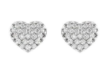 BUBBLY DIAMOND HEART STUD EARRINGS 14K SOLID GOLD 0.20CTW