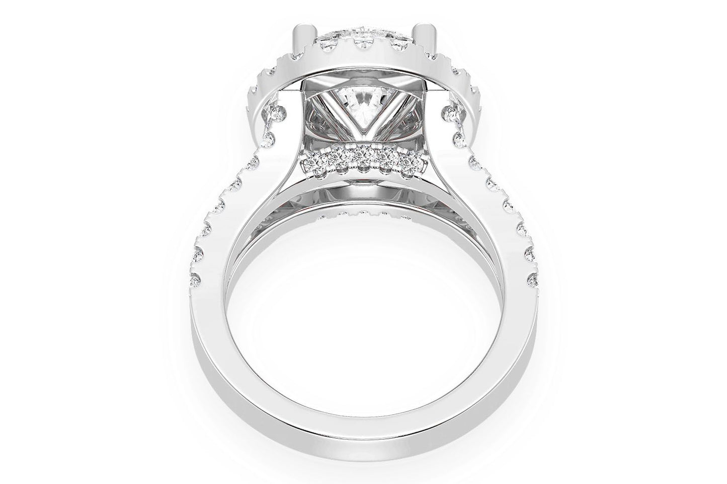 3.00CT ROUND SOLITAIRE - TWO ROW SPLIT - DIAMOND ENGAGEMENT RING