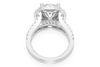 3.00CT ROUND SOLITAIRE - TWO ROW SPLIT - DIAMOND ENGAGEMENT RING