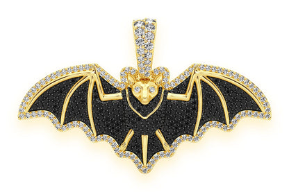 FRUIT BAT BLACK & WHITE DIAMOND PENDANT 14K SOLID GOLD 1.75CTW