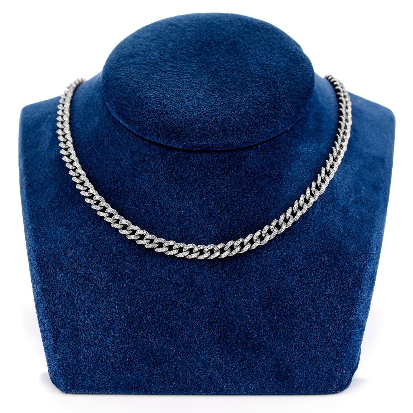 COLIER CU DIAMANTE CU LEGĂTURĂ CUBANĂ DE 5 MM, AUR MASIV DE 14K, 2,75 CT