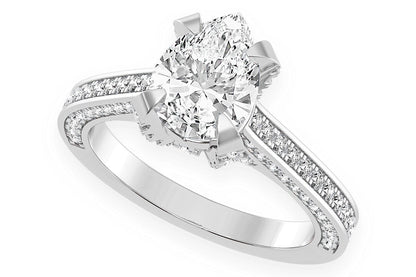 CHANT - 1.50CT PEAR SOLITAIRE - DELUXE ONE ROW SCALLOP - DIAMOND ENGAGEMENT RING