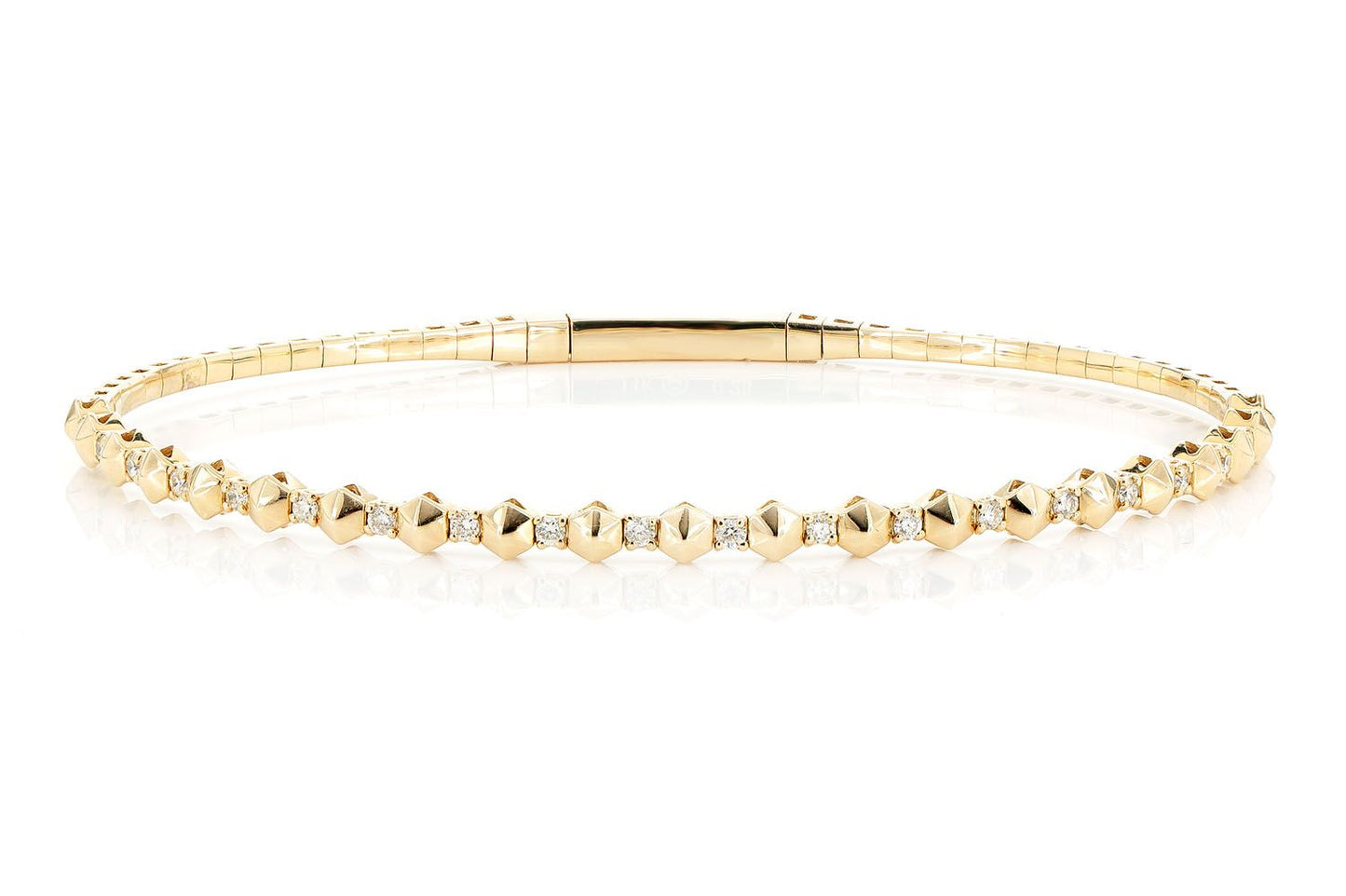 POINTED HEX DIAMOND FLEX BANGLE BRACELET 0.25CTW 14K SOLID GOLD