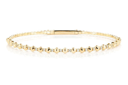 POINTED HEX DIAMOND FLEX BANGLE BRACELET 0.25CTW 14K SOLID GOLD