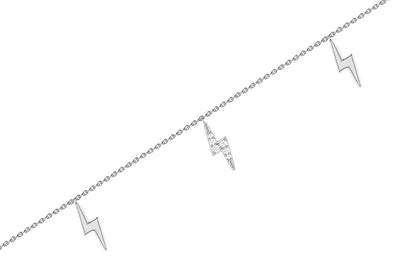 LIGHTNING BOLT DANGLE DIAMOND BRACELET 14K SOLID GOLD 0.10CTW