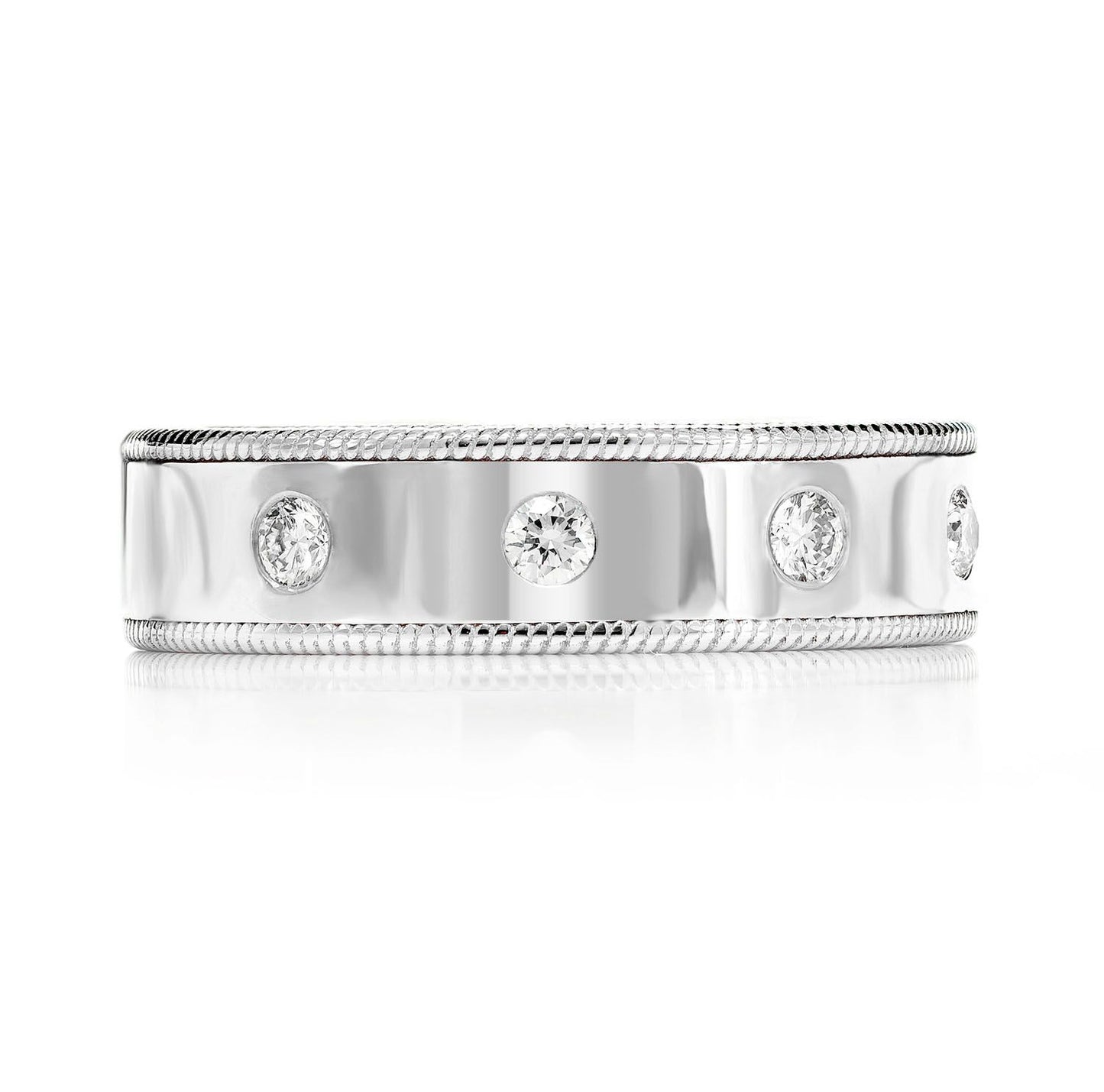 BORDER DETAIL GYPSY SET DIAMOND BAND RING 14K SOLID GOLD 0.45CTW