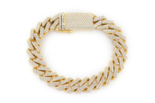 13MM DIAMOND RAISED PRONG MIAMI CUBAN BRACELET 14K SOLID GOLD 11.25CTW