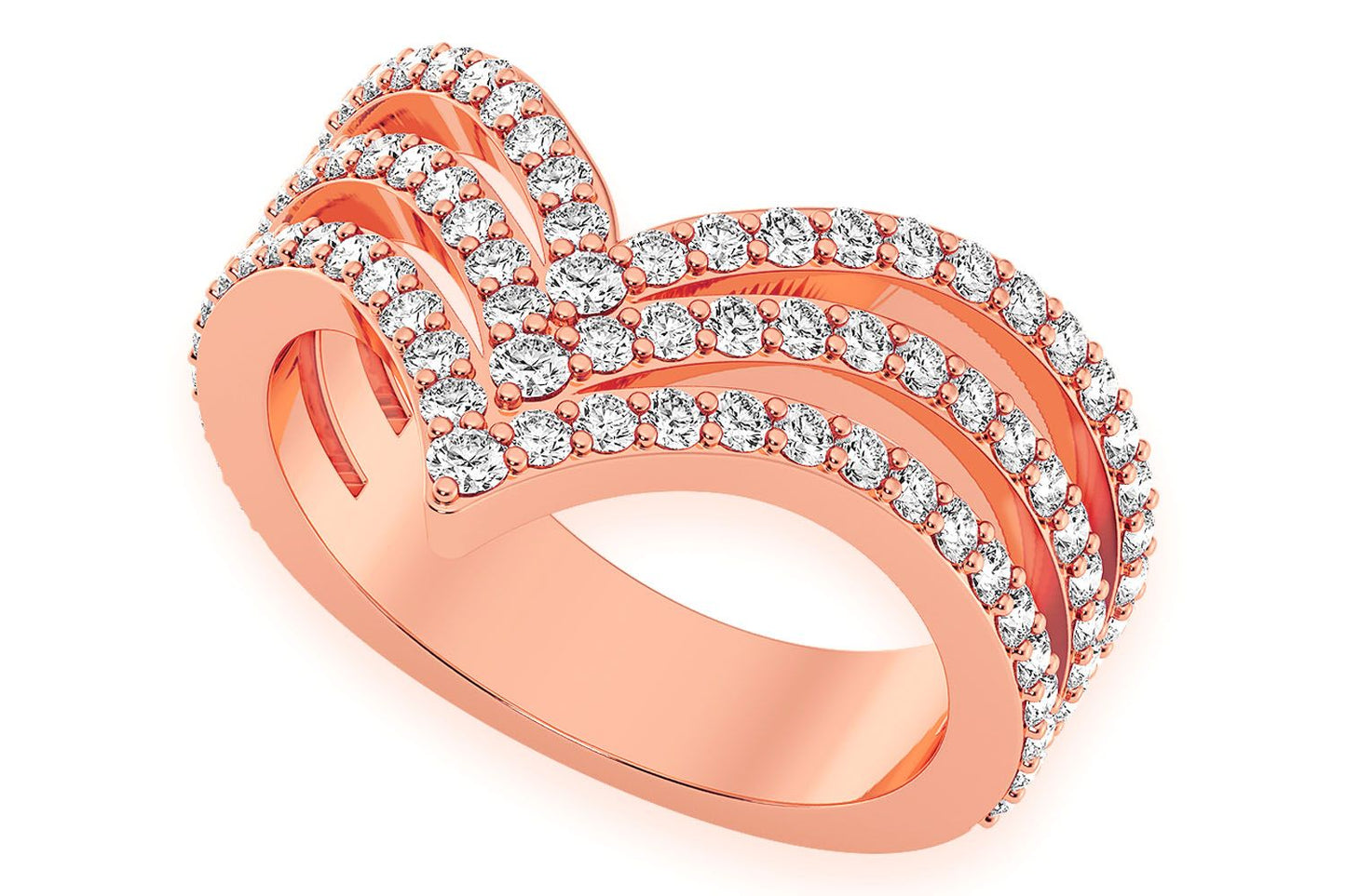 TRIPLE POINTED V SHAPED RING 14K
