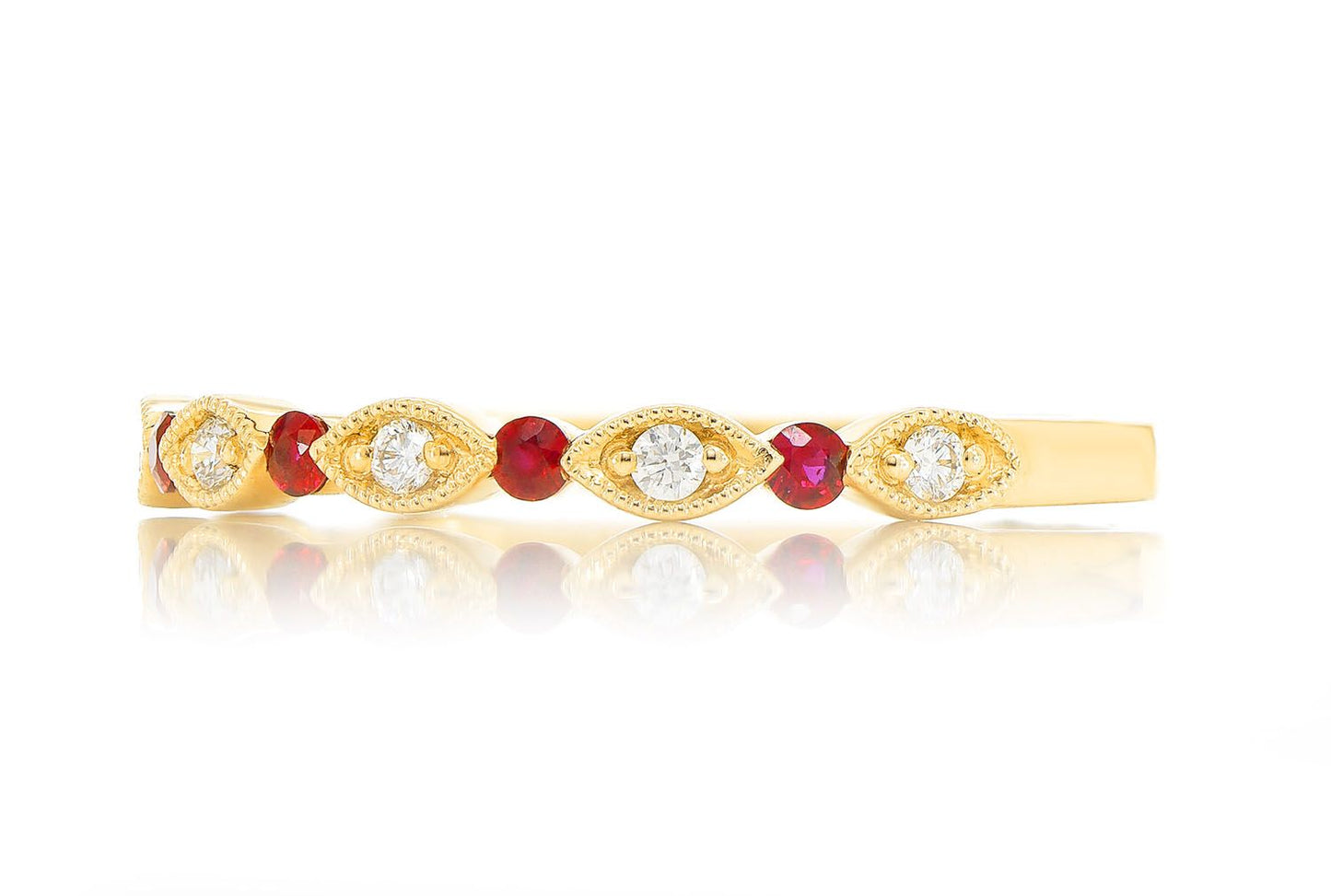 VERIGHEȚĂ CU RUBIN ȘI DIAMANT AUR MASIV 14K 0.15CTW
