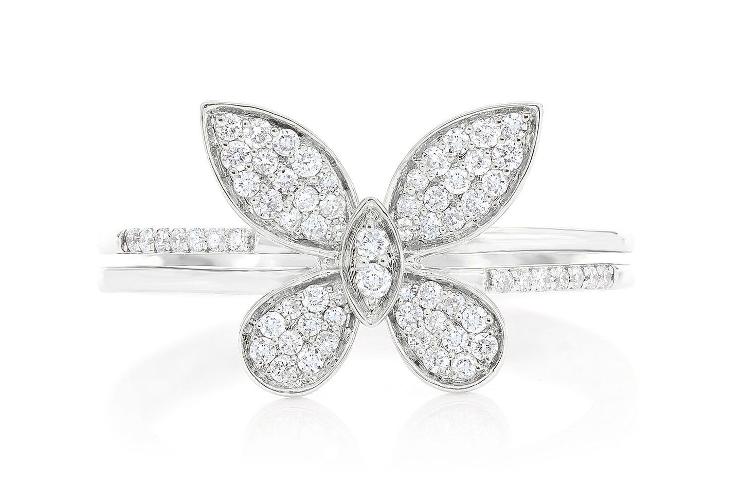 INEL MODĂ CU DIAMANTE CU ARIPI DE FLUTURE, AUR MASIV DE 14K, 0.30CTW