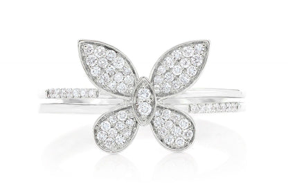 INEL MODĂ CU DIAMANTE CU ARIPI DE FLUTURE, AUR MASIV DE 14K, 0.30CTW