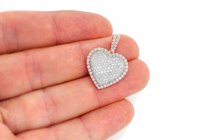 BUBBLY HEART DOUBLE LAYER DIAMOND PENDANT 14K SOLID GOLD 2.00CTW