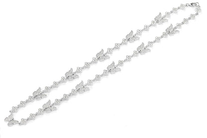 BUTTERFLY CLOVER DIAMOND STATION CHAIN 14K SOLID GOLD 7.20CTW