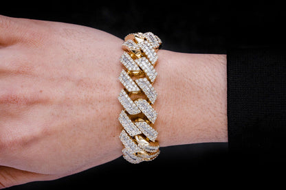 20MM RAISED BAGUETTE MIAMI CUBAN LINK DIAMOND BRACELET 14K SOLID GOLD 23.75CTW