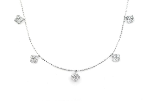 CLOVER DIAMOND NECKLACE 14K SOLID GOLD 1.00CTW