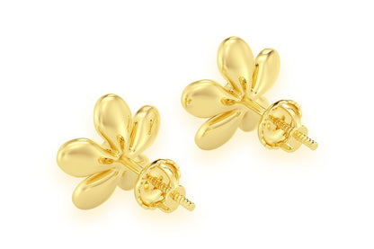 FLOWER PETAL DIAMOND EARRINGS 14K SOLID GOLD 0.02CTW