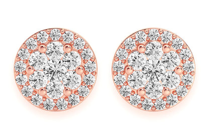 CERCEI CU DIAMANT ȘTIF CU HALO DE FLOARE DE 1,50 CT, AUR MASIV DE 14K