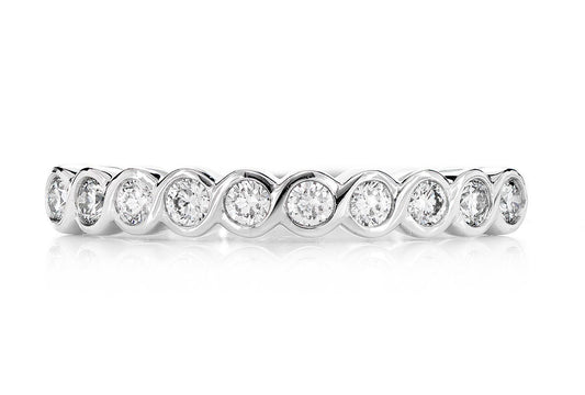 TWISTED BEZEL SET DIAMOND BAND RING 14K SOLID GOLD 0.30CTW
