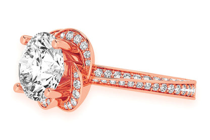 3.00CT ROUND SOLITAIRE - FLOWER PETAL HALO - DIAMOND ENGAGEMENT RING