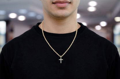 ONE ROW CROSS DIAMOND PENDANT 14K SOLID GOLD 0.50CTW