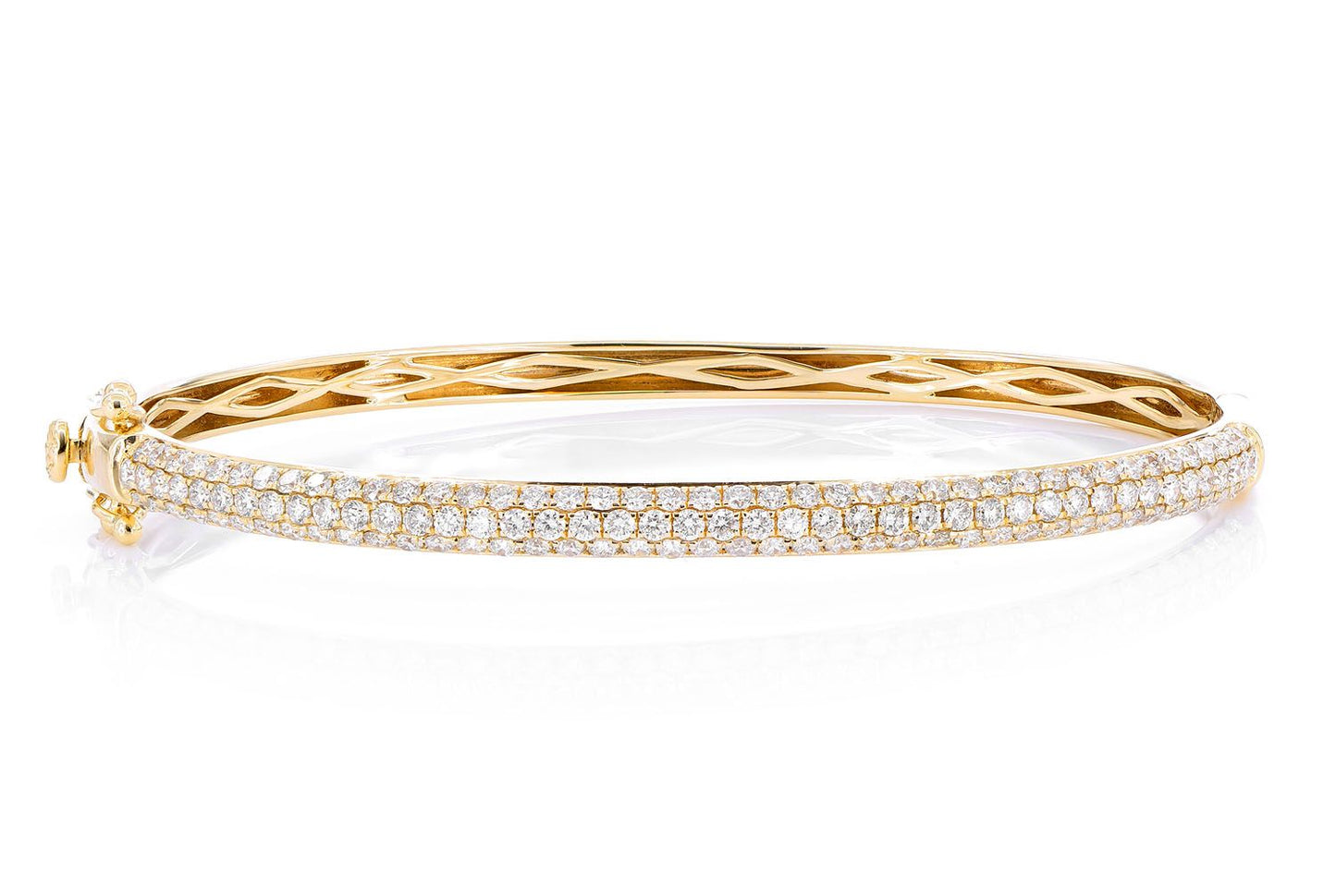 3 ROW BUBBLY DIAMOND BANGLE BRACELET 2.00CTW 14K SOLID GOLD
