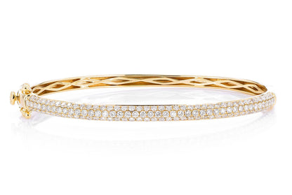 3 ROW BUBBLY DIAMOND BANGLE BRACELET 2.00CTW 14K SOLID GOLD