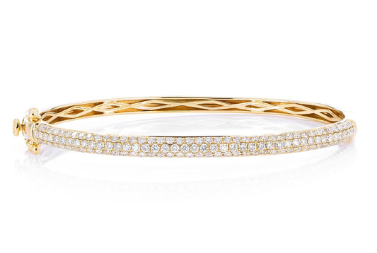 3 ROW BUBBLY DIAMOND BANGLE BRACELET 2.00CTW 14K SOLID GOLD
