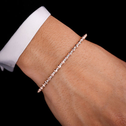 POINTED HEX DIAMOND FLEX BANGLE BRACELET 0.25CTW 14K SOLID GOLD