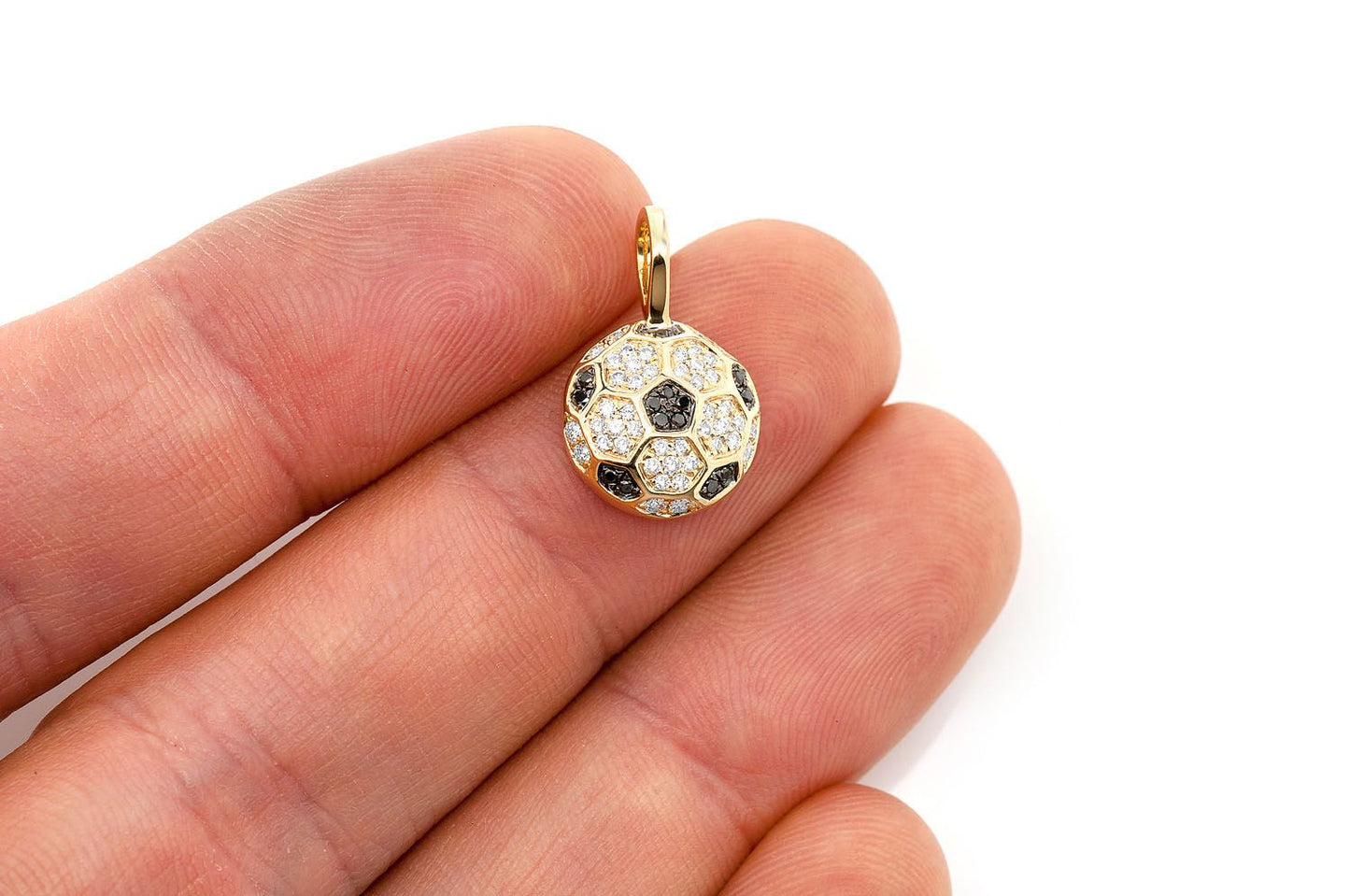 SOCCER BALL FUTBOL DIAMOND PENDANT 14K SOLID GOLD .25CTW