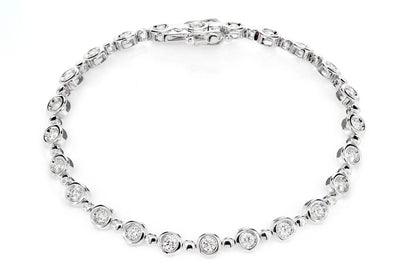 DIAMOND BEZEL BEADED LINK BRACELET 14K SOLID GOLD 1.75CTW