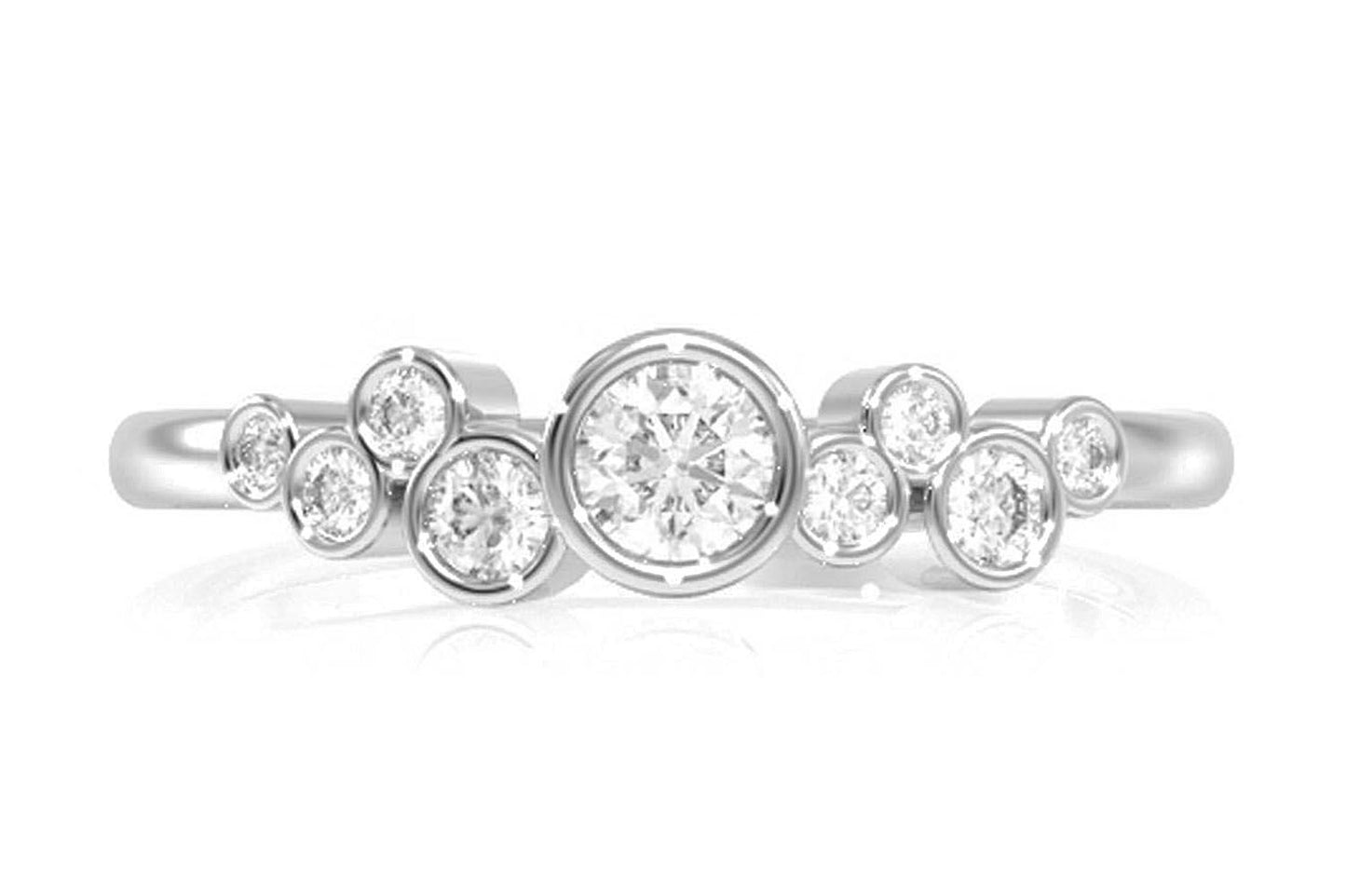 9 STONE GRADUATED BEZEL DIAMOND RING 14K SOLID GOLD 0.35CTW