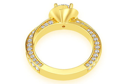 .75CT ROUND SOLITAIRE - FLORAL TWIST HALO - DIAMOND ENGAGEMENT RING